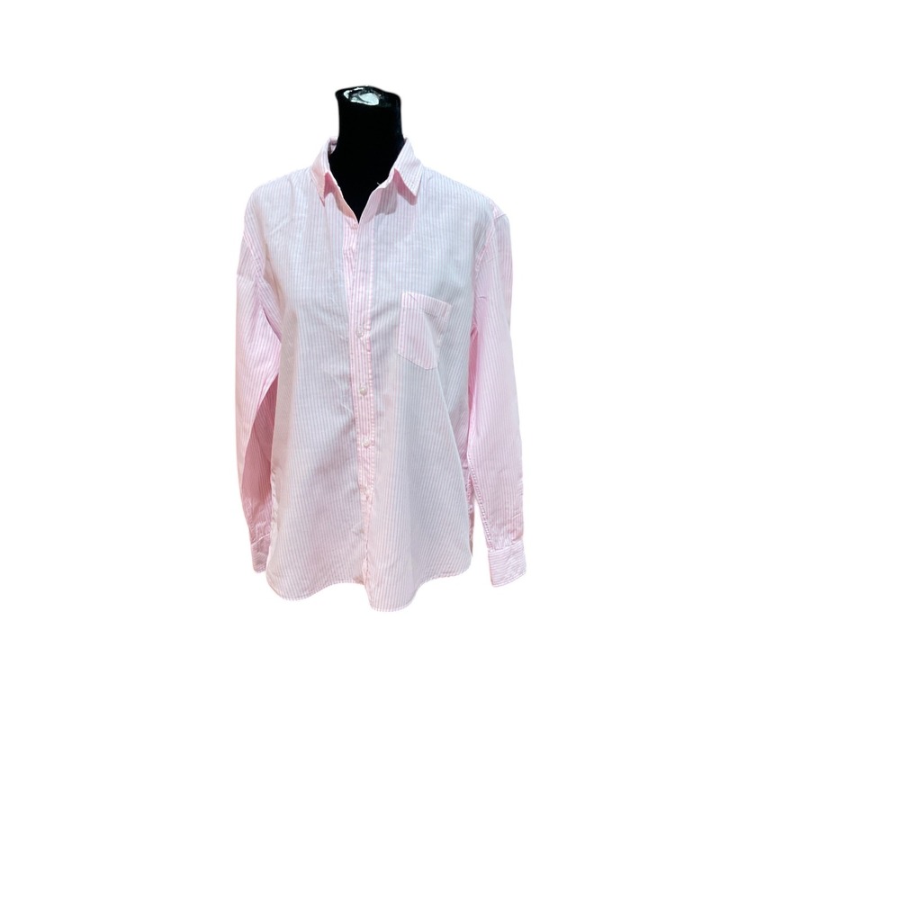 Frank & Eileen Eileen Pink White Striped Button Down Shirt Womens Small